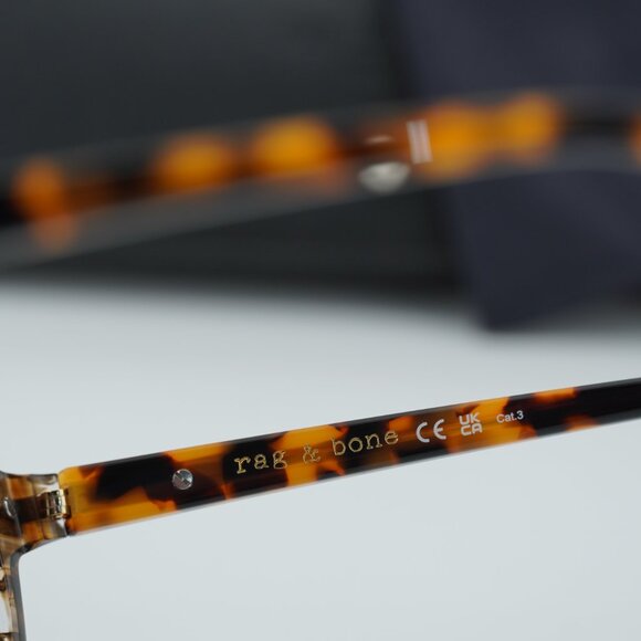 Rag & Bone RNB6006/S 0086 QT Square Sunglasses - Havana/Green - Picture 5 of 9